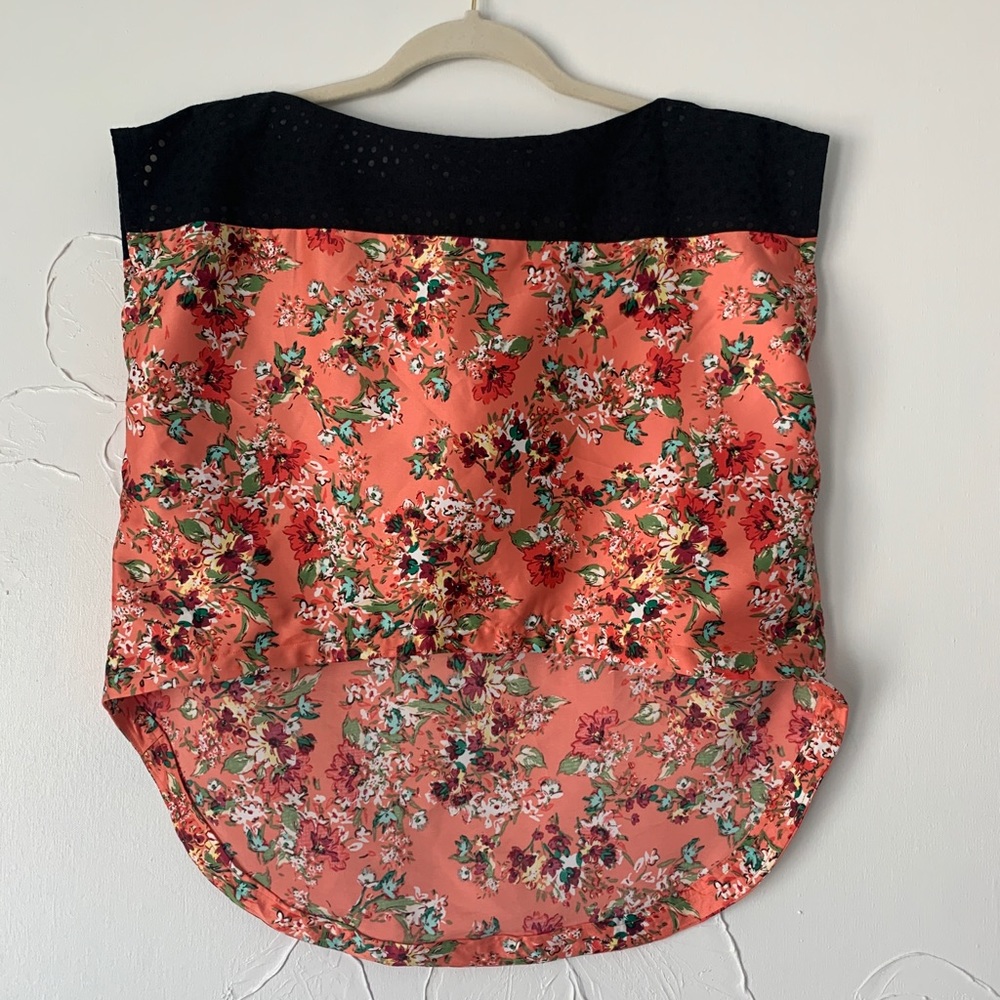 Floral print silk front crop top